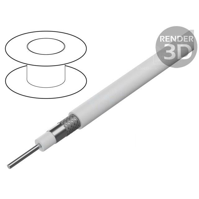 Wire: coaxial; wire; CCS; PVC; white