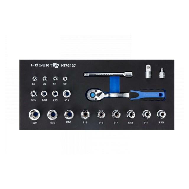 HÖGERT TECHNIK Wrench-set; socket spanner; 22pcs
