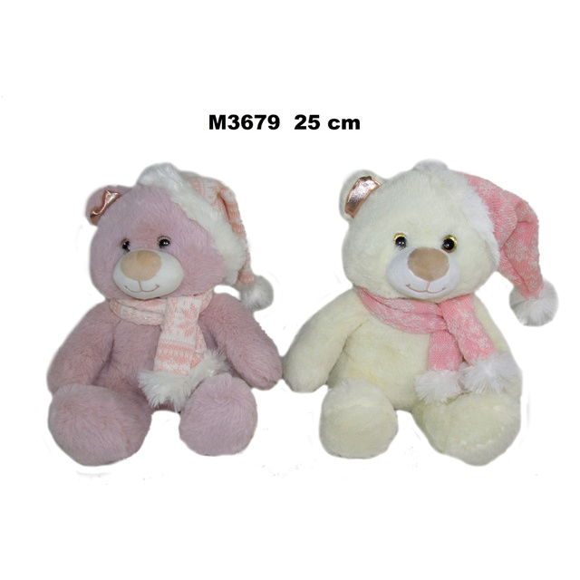 Ziemassvētku lācis 25 cm ar cepuri